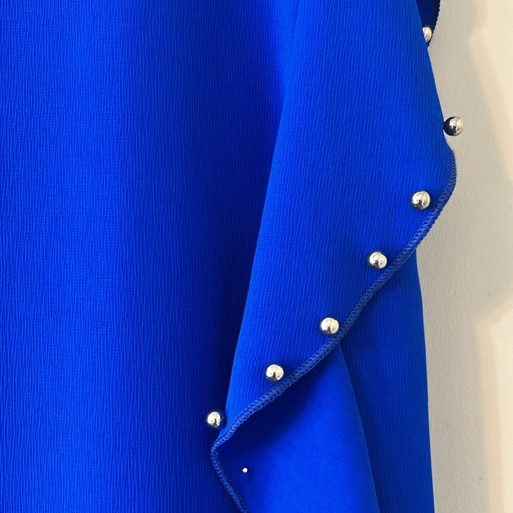 TCEC Blue Ruffle Mini Dress Embellishment With Silver Bauble Balls Size Small - Picture 3 of 7
